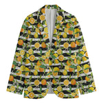 Orange And Lemon Striped Pattern Print Men's Blazer