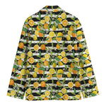 Orange And Lemon Striped Pattern Print Men's Blazer