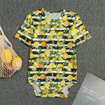 Orange And Lemon Striped Pattern Print Men's Bodysuit