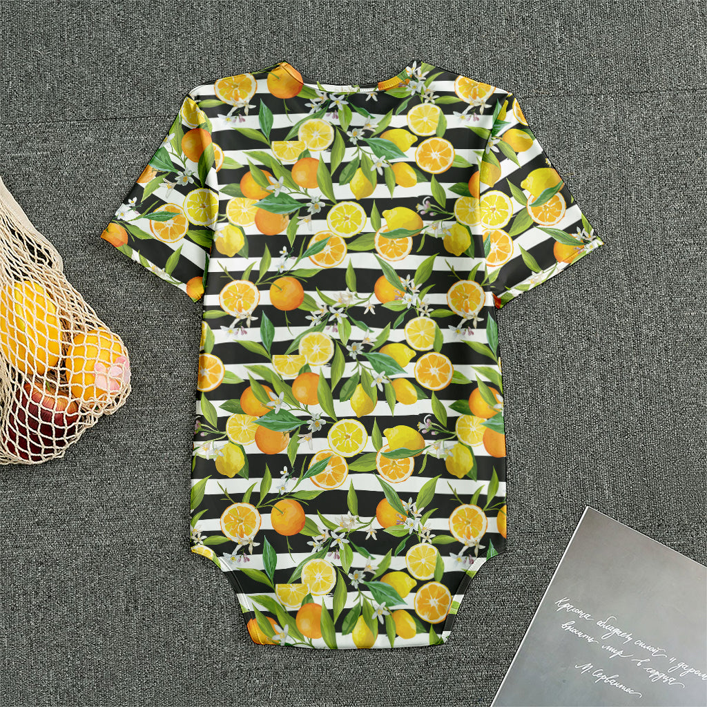 Orange And Lemon Striped Pattern Print Men's Bodysuit