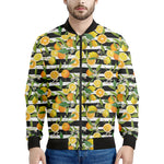 Orange And Lemon Striped Pattern Print Men's Bomber Jacket