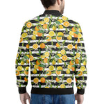 Orange And Lemon Striped Pattern Print Men's Bomber Jacket