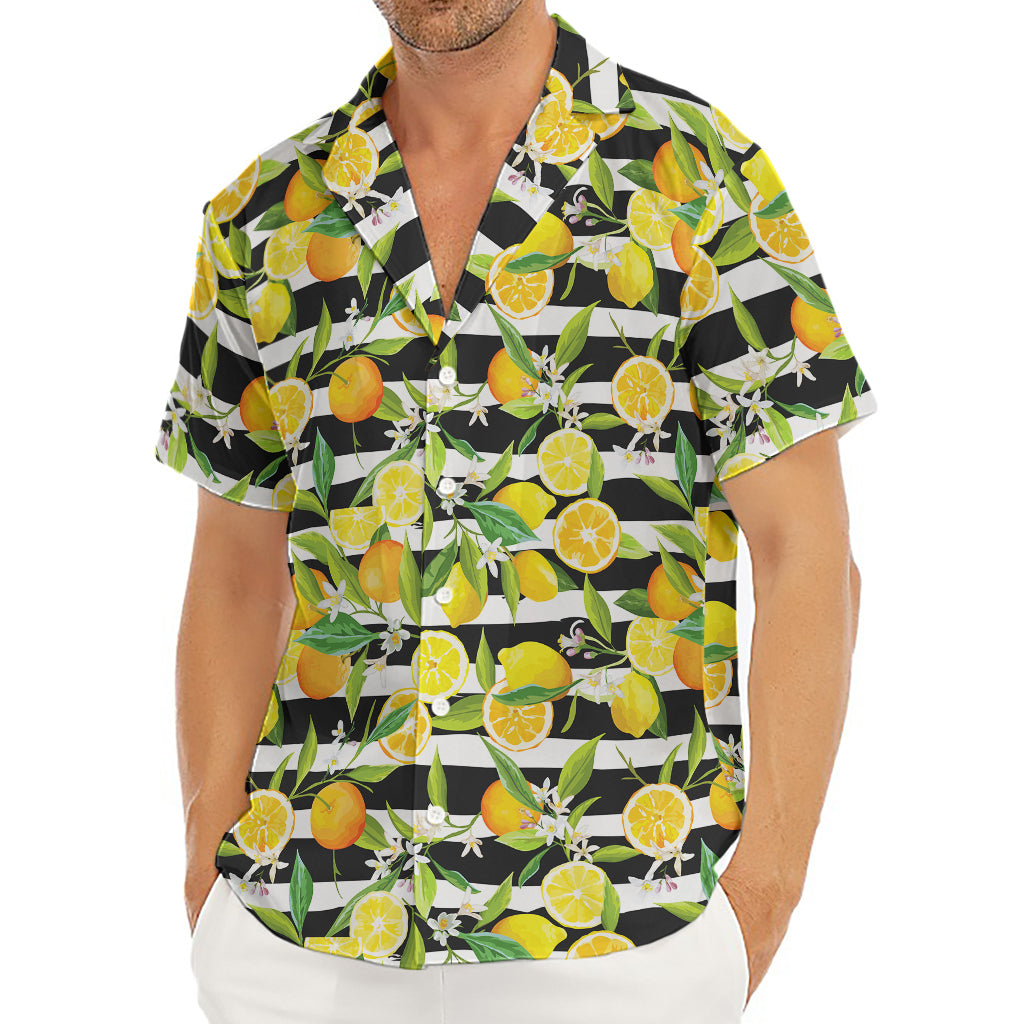 Orange And Lemon Striped Pattern Print Men's Deep V-Neck Shirt
