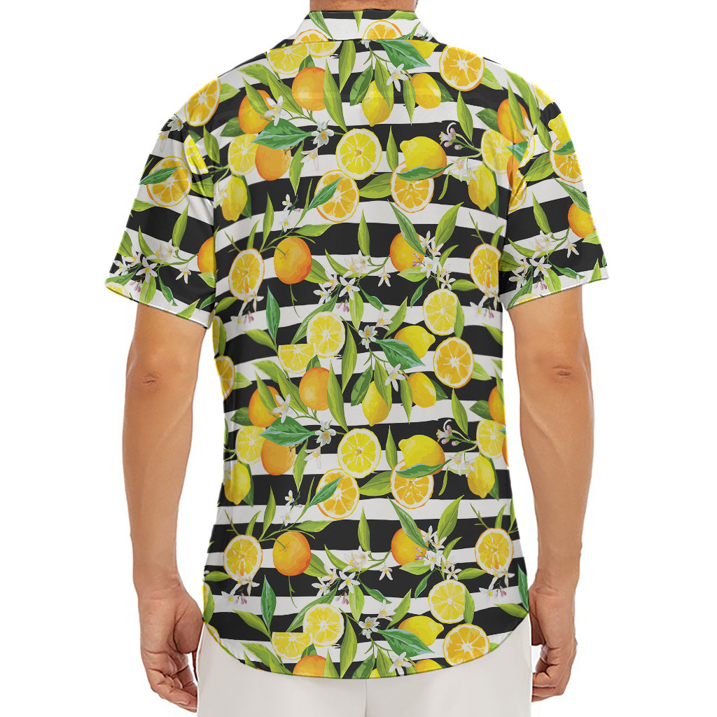 Orange And Lemon Striped Pattern Print Men's Deep V-Neck Shirt