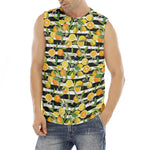 Orange And Lemon Striped Pattern Print Men's Fitness Tank Top