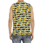 Orange And Lemon Striped Pattern Print Men's Fitness Tank Top
