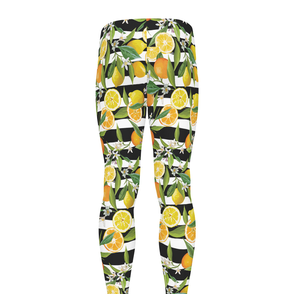 Orange And Lemon Striped Pattern Print Men's leggings