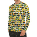 Orange And Lemon Striped Pattern Print Men's Long Sleeve Rash Guard