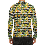 Orange And Lemon Striped Pattern Print Men's Long Sleeve Rash Guard