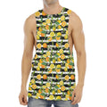 Orange And Lemon Striped Pattern Print Men's Muscle Tank Top