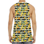 Orange And Lemon Striped Pattern Print Men's Muscle Tank Top