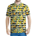 Orange And Lemon Striped Pattern Print Men's Polo Shirt