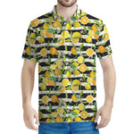 Orange And Lemon Striped Pattern Print Men's Polo Shirt