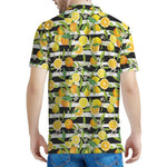 Orange And Lemon Striped Pattern Print Men's Polo Shirt