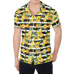 Orange And Lemon Striped Pattern Print Men's Shirt