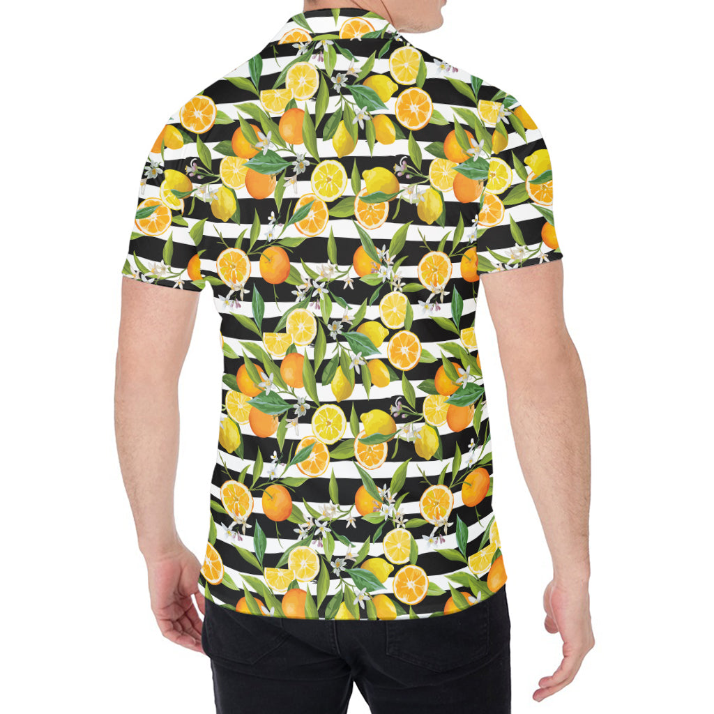 Orange And Lemon Striped Pattern Print Men's Shirt