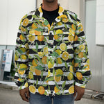 Orange And Lemon Striped Pattern Print Men's Shirt Jacket