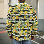 Orange And Lemon Striped Pattern Print Men's Shirt Jacket