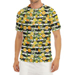 Orange And Lemon Striped Pattern Print Men's Short Sleeve Rash Guard