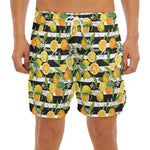Orange And Lemon Striped Pattern Print Men's Split Running Shorts