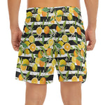 Orange And Lemon Striped Pattern Print Men's Split Running Shorts
