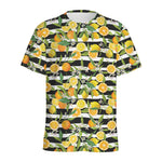 Orange And Lemon Striped Pattern Print Men's Sports T-Shirt