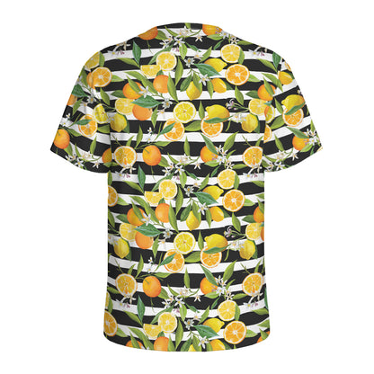 Orange And Lemon Striped Pattern Print Men's Sports T-Shirt