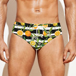 Orange And Lemon Striped Pattern Print Men's Swim Briefs