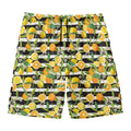 Orange And Lemon Striped Pattern Print Men's Swim Trunks