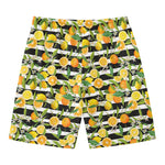 Orange And Lemon Striped Pattern Print Men's Swim Trunks