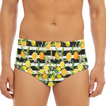 Orange And Lemon Striped Pattern Print Men's Triangle Swim Briefs