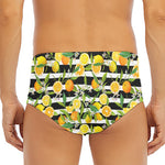 Orange And Lemon Striped Pattern Print Men's Triangle Swim Briefs