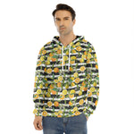 Orange And Lemon Striped Pattern Print Men's Velvet Pullover Hoodie