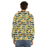 Orange And Lemon Striped Pattern Print Men's Velvet Pullover Hoodie