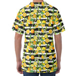 Orange And Lemon Striped Pattern Print Men's Velvet T-Shirt