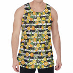 Orange And Lemon Striped Pattern Print Men's Velvet Tank Top
