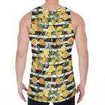 Orange And Lemon Striped Pattern Print Men's Velvet Tank Top