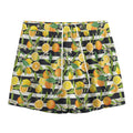 Orange And Lemon Striped Pattern Print Mesh Shorts
