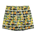 Orange And Lemon Striped Pattern Print Mesh Shorts