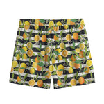 Orange And Lemon Striped Pattern Print Mesh Shorts