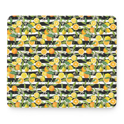 Orange And Lemon Striped Pattern Print Mouse Pad