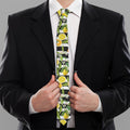 Orange And Lemon Striped Pattern Print Necktie