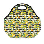 Orange And Lemon Striped Pattern Print Neoprene Lunch Bag