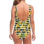 Orange And Lemon Striped Pattern Print One Piece Swimsuit