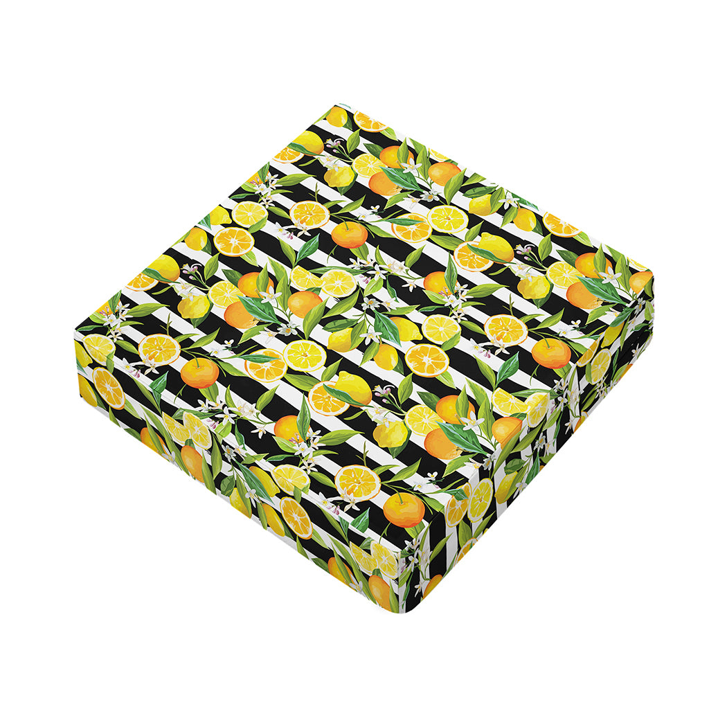 Orange And Lemon Striped Pattern Print Outdoor Seat Cushion Cover
