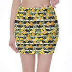 Orange And Lemon Striped Pattern Print Pencil Mini Skirt