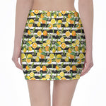 Orange And Lemon Striped Pattern Print Pencil Mini Skirt
