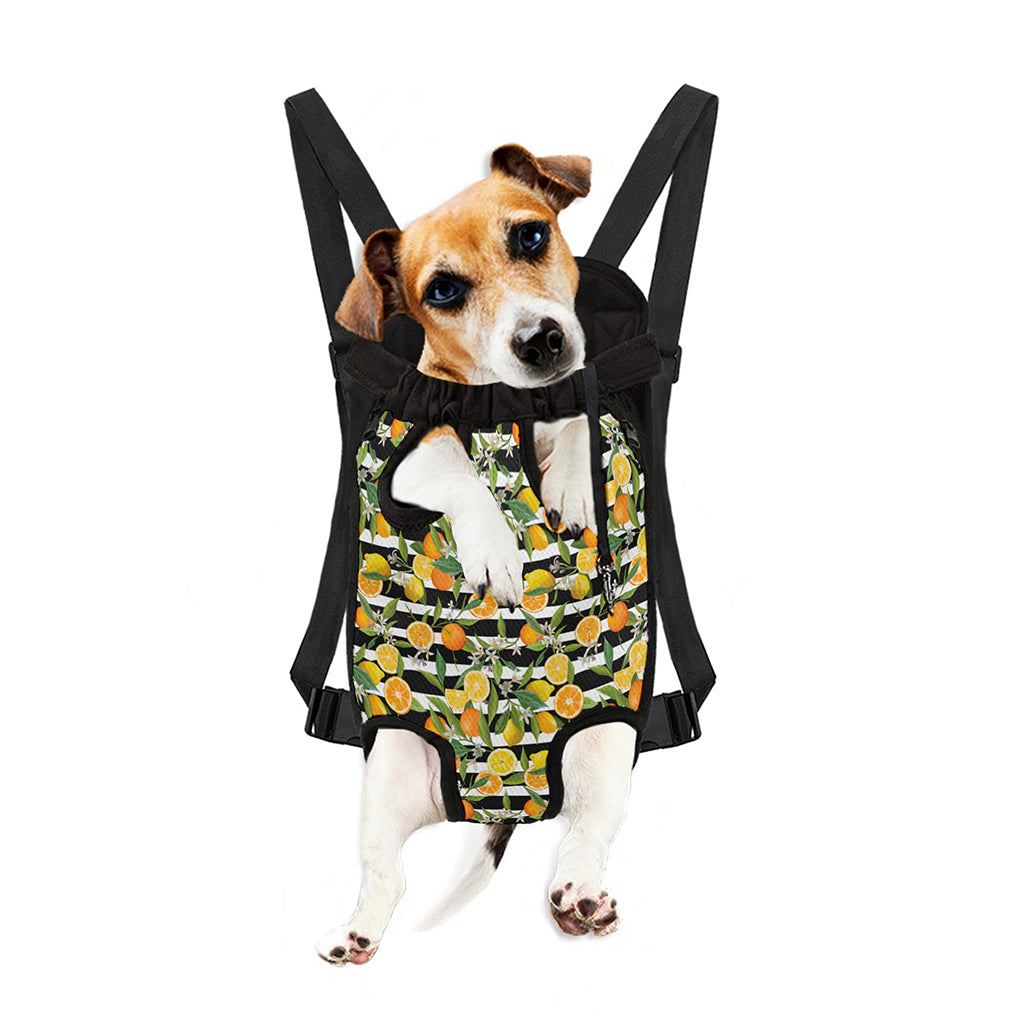 Orange And Lemon Striped Pattern Print Pet Carrier Backpack