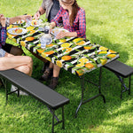 Orange And Lemon Striped Pattern Print Picnic Table Cover