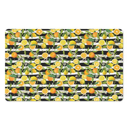 Orange And Lemon Striped Pattern Print Polyester Doormat